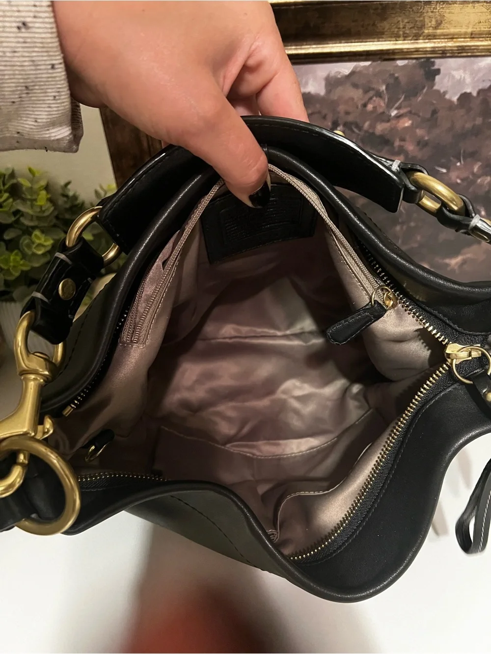 Vintage Coach Carly Black Leather Shoulder Bag